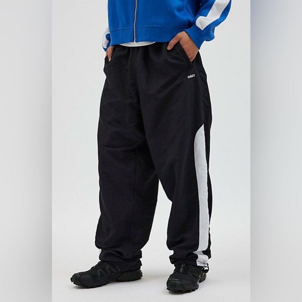 Obey Black Joggers with White Stripes